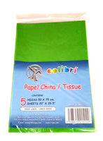 Bolsa de Papel de China COLIBRI® en bolsa de 5 pieza VERDE LIMÓN